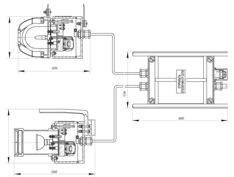 Схема габаритных и установочных размеров Светильников СПКВ