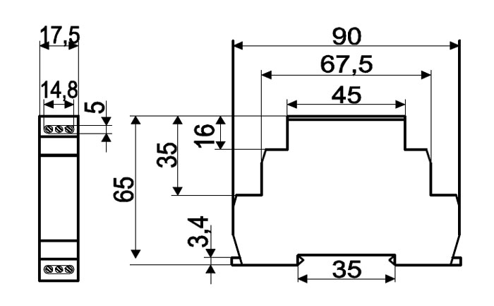Схема габаритов реле ВЛ-164